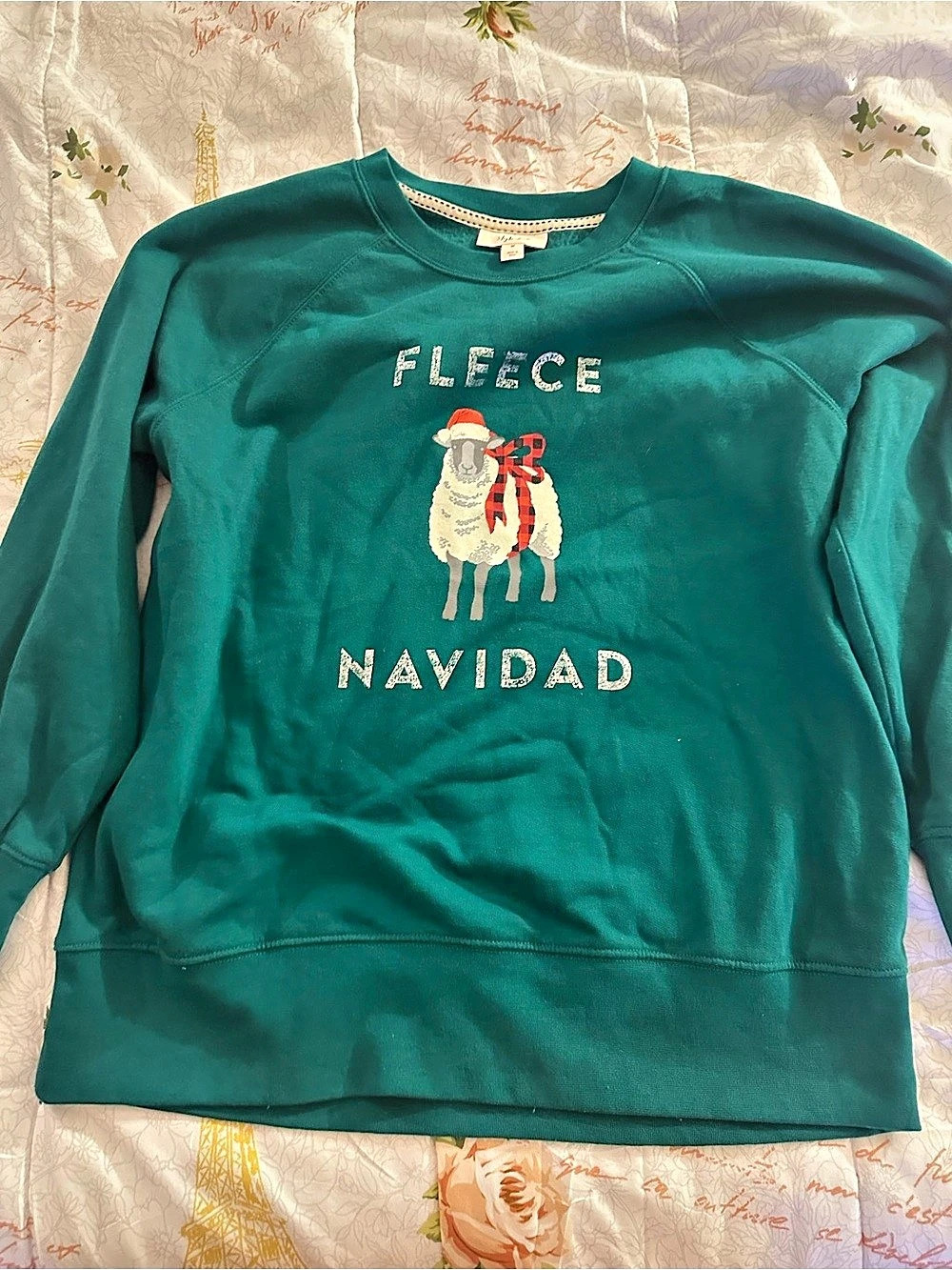 Style & Co Fleece Navidad Holiday Graphic Sweatshirt Graphic Sweatshirt Green